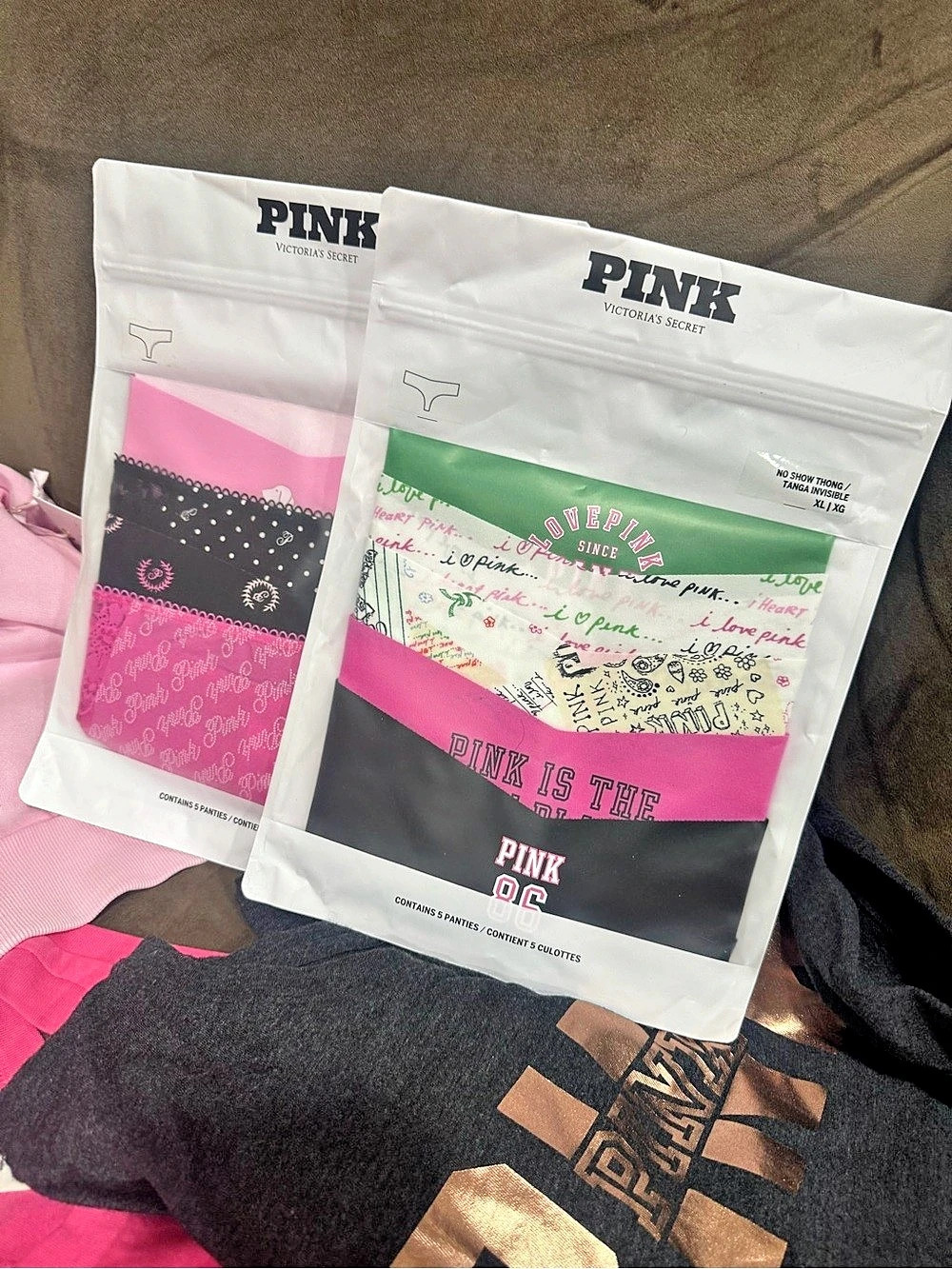 2 packs PINK Color Block Panties NWT xl extra large no show thongs